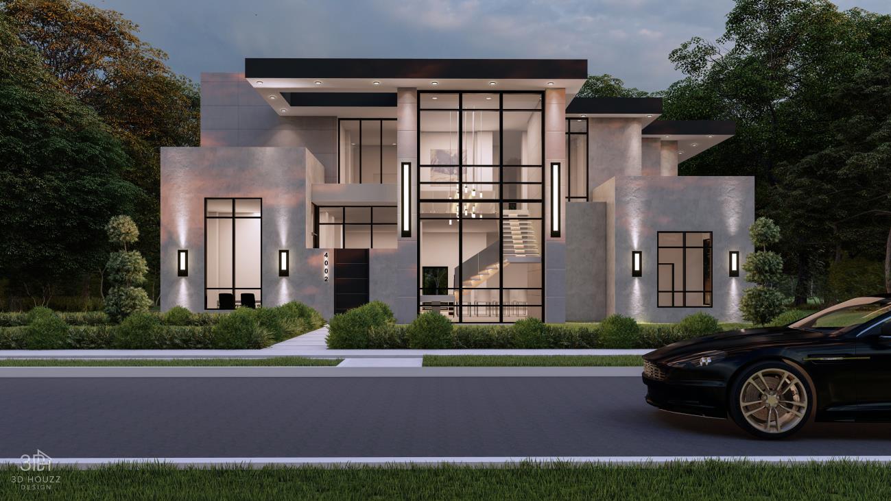 Custom luxury home exterior on Colquitt Street, River Oaks Houston TX