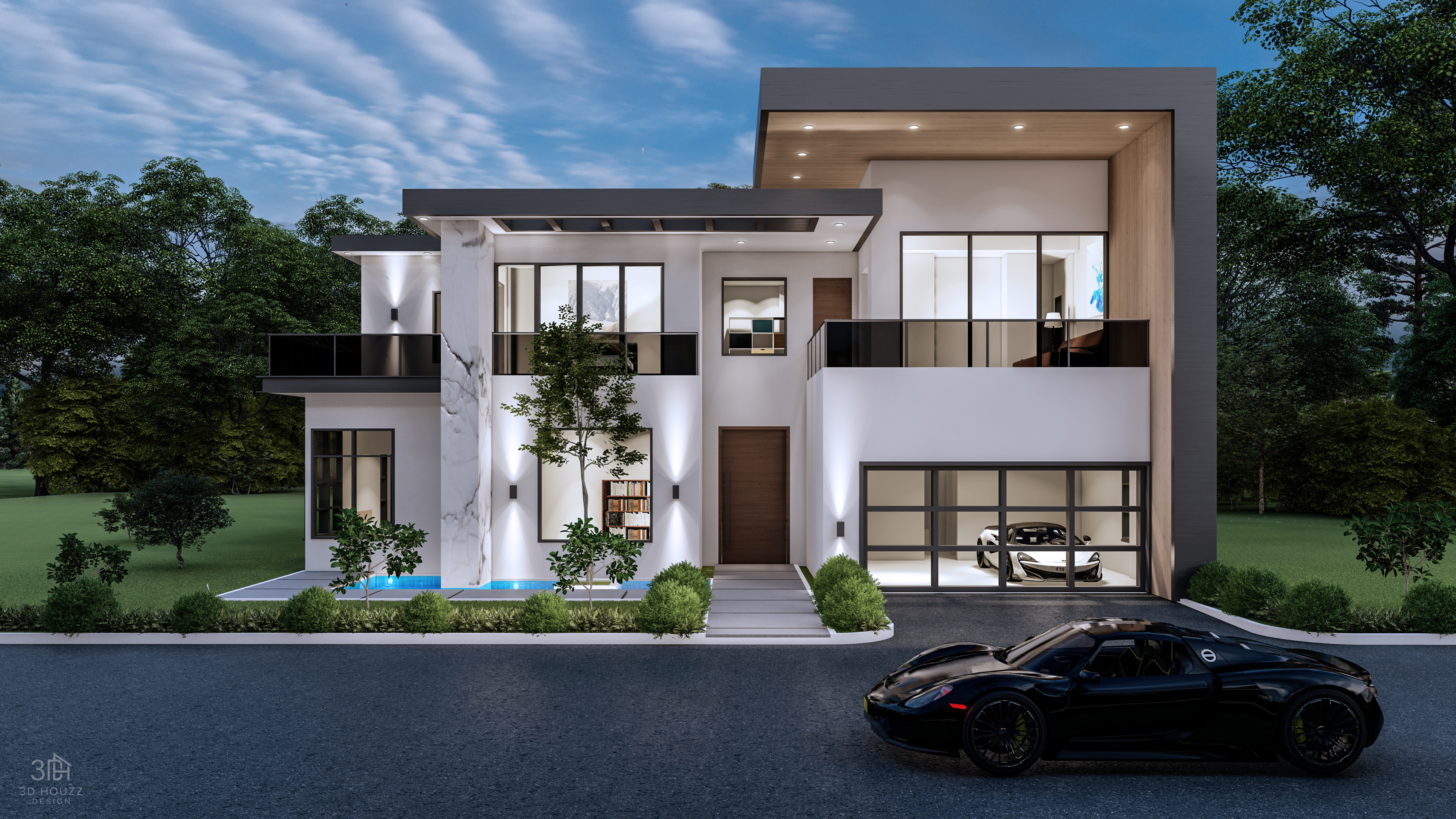 Custom-built luxury home exterior in Houston, Texas